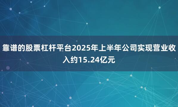 靠谱的股票杠杆平台2025年上半年公司实现营业收入约15.24亿元